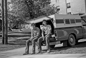 self-portrait with Collin, end of freshman year @ CSM, Golden, Colorado, May 1977