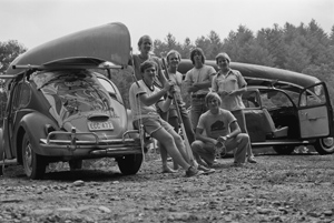 group portrait, Brian, Randy, [me], Karen, John, and Richard on the Chattooga River, South Carolina, August 1977