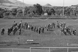 group portrait, CSM Marching Band, Golden, Colorado, September 1979