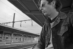 self-portrait à la gare, Chalon-sur-Saône, France, July 1988