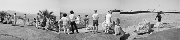 tourists watching hang-gliders, Joshua Tree National Monument, California, June 1989