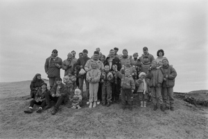 group portrait, Tindar Easter party, Grindavík, Árnessýsla, Iceland, March 1992