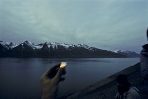 sacrifice at midnight, Summer Solstice, Hrísey, Eyjafjarðarsýsla, Iceland, June 1992