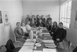 group portrait, faculty meeting at MHí, Reykjavík-Hlíðar, Iceland, February 1994