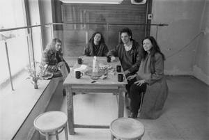 portrait, Roberta, Fatih,  Mathias, and Sylvia at Teller, Vienna, Austria, April 1996