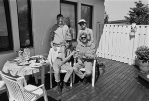 group portrait, Jón, Hildur, and friends, Seltjarnarnes, Höfuðborgarsvæði, Iceland, July 1996