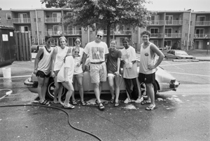 portrait, Randy and the Gaithersburg High School car wash girls, Gaithersburg, Maryland, August 1996