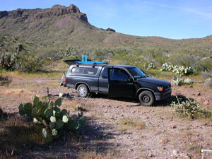 bed, around Tres Amigos, Arrastra Mountain Wilderness, Arizona, April 2005