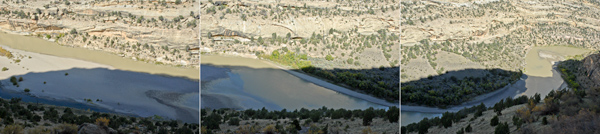 shadowed by Jenny Lynn Rock, looking down on the Yampa, Dinosaur National Monument, Colorado, September 2006