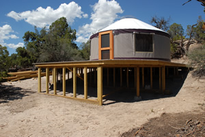 a final view of the yurt showing the support platform structure, Glade Park, Colorado, June 2010