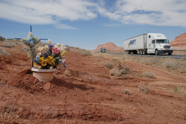 roadside memorial, near Bitter Springs, Arizona, USA, March 2010