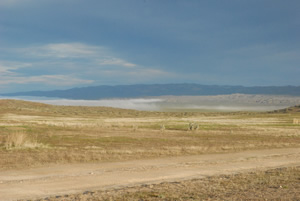 morning fog retreats north, Carrizo Plains National Monument, California, December 2010