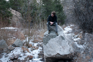 portrait, Loki at Agnes Vaille Falls, Chalk Creek Canyon, Nathrop, Colorado, November 2012