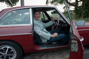 portrait, Axel and his MG, Aachen, Germany, June 2013