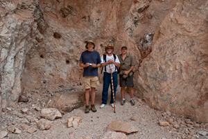 portrait, Chris, Bill, and Rick at the mica mine, Bangs Canyon, Colorado, August 2013