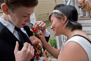 portrait, Evon and Camille, pre-prom, Montclair, New Jersey, May 2014