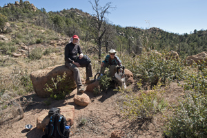 portrait, Chris, Scharmin, and Bella, Granite Mountain Wilderness, Arizona, March 2016