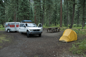 bed, West Fork Campground, San Juan National Forest, Colorado, August 2016